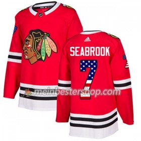 Chicago Blackhawks Brent Seabrook 7 Adidas 2017-2018 Rot USA Flag Fashion Trikot Authentic - Herren